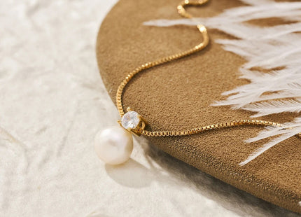 Shell Pearl Zircon Charm Box Chain Necklace – Elegant Sophistication