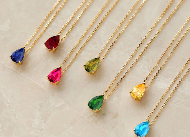 Teardrop Birthstone Necklace