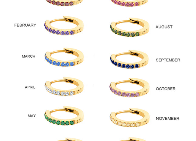 Birthstone Paved Hoop Earrings
