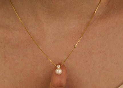 Shell Pearl Zircon Charm Box Chain Necklace – Elegant Sophistication