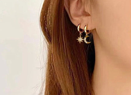 Moon and Star Hoop Earrings – Celestial Elegance