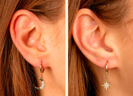 Moon and Star Hoop Earrings – Celestial Elegance