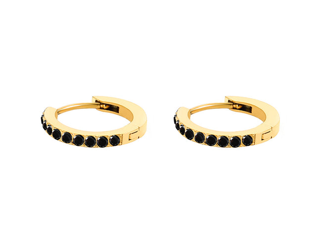 Black Zircon Paved Hoop Earrings