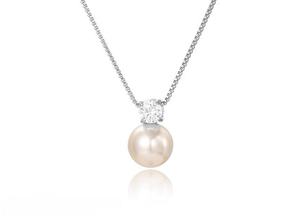 Shell Pearl Zircon Charm Box Chain Necklace – Elegant Sophistication