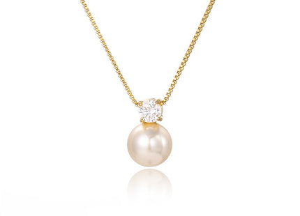Shell Pearl Zircon Charm Box Chain Necklace – Elegant Sophistication