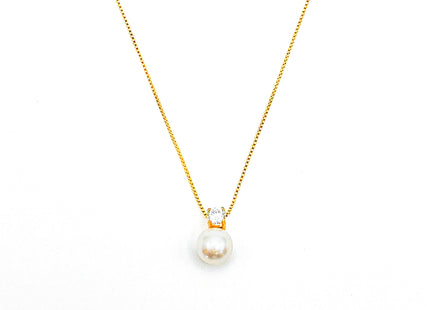 Shell Pearl Zircon Charm Box Chain Necklace – Elegant Sophistication